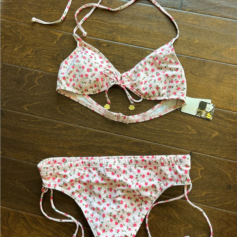 NWT Y2K BILLABONG PINK ROSEBUD BIKINI SIZE LARGE